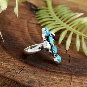 Bague en argent sterling 925 de qualité supérieure avec turquoise naturelle et pierres multiples, faite à la main, style bohème, bijoux fantaisie, fournisseur - Product Image 2
