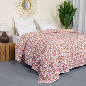 Dernière arrivée Respirant Coton Biologique Main Bloc Imprimé Kantha Quilts Handmade Floral Collection - Product Image 1