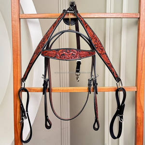 Vente en gros en vrac Ensemble de serre-tête et collier de poitrine en cuir usiné à la main de qualité supérieure - Product Image 4