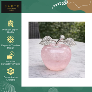 Objeto Decorativo de Lujo Moderno de Ónix con Forma de Manzana, Estilo Feng Shui, con Hojas de Cristal Plateadas, para Decoración del Hogar u Oficina - Product Image 3