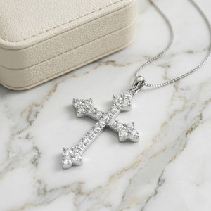 2.65CTW Lab Grown Brilliant Cut Diamond <b>Cross</b> <b>Pendant</b> Necklace Prong Set Yellow Gold Religious Jewelry Luxury Classic Crucifix - Product Image 2