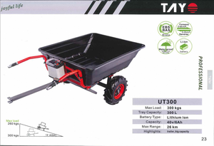 รถเข็นล้อเดียว Tayo UT300 แบบพับได้ โครงเหล็กแข็งแรง ประกอบง่าย สีแดง ถาดสีดำ สำหรับงานก่อสร้างและเกษตรกรรม - Product Image 2