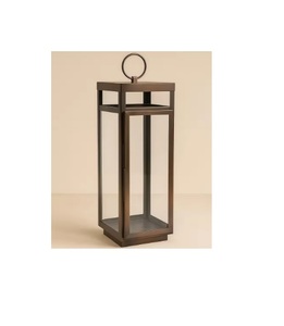 Portavelas de Metal Negro Cuadrado de Estilo Rústico Vintage para Decoración Shabby Chic, Estilo Granja o Cottage - Product Image 1