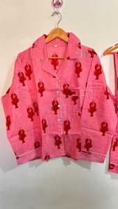 Conjunto de Pijama de Algodón con Estampado Floral para Mujer, Cuello en V, Cierre con Cordón, Mangas Largas, Largo Completo, Suave, Transpirable, Informal - Product Image 4