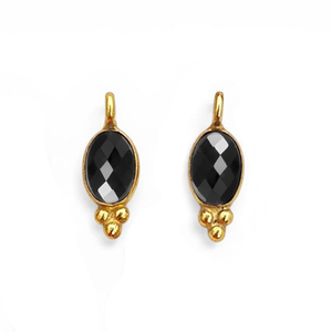 Dijes Ovalados Pequeños de Ónix Negro de 6x4mm, Corte Briolette Ovalado Hecho a Mano, Bañado en Oro, con Bisel Elegante, para Fabricación de Joyas, Dije de Peridoto - Product Image 1
