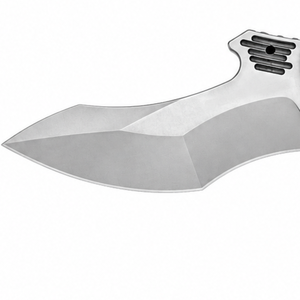 Navajas Plegables Recurvadas con Empuñadura de Patrón Tejido Negro, Hoja con Acabado Satinado, Protector de Dedos y Ranura para Cordón para Uso en Exteriores - Product Image 5