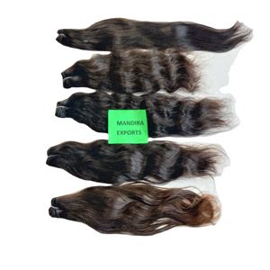 Extensions de cheveux humains vierges indiennes de temple, 100% en gros, pas cher, machine à double trame, naturellement ondulé, noir, fournisseur, Remy - Product Image 1