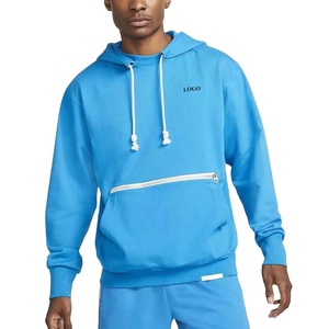 เสื้อฮู้ดผู้ชายสำหรับฤดูใบไม้ร่วงผ้าคอตตอนผสมแบบถักลายสีทึบออกแบบโลโก้ได้เอง - Product Image 1