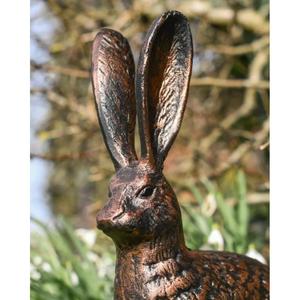 Statue de lièvre en bronze aux grandes oreilles, sculpture de lapine rustique faite à la main, à poser au sol, prix d'usine, fournitures de décoration de jardin - Product Image 1