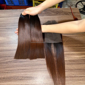 Extensiones de cabello virgen vietnamita con encaje frontal para pelucas de cabello humano, estilo liso y natural. - Product Image 2
