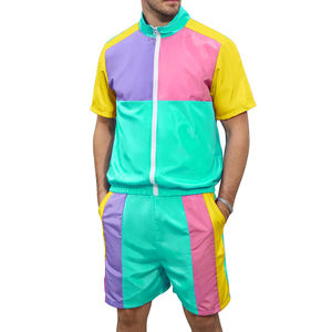 Ensemble court coupe-vent personnalisé avec logo OEM, couleurs contrastées, vêtements pour hommes, tailles plus, vêtements d'été, polyester, nylon - Product Image 4