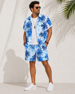 Men's Summer Casual Shirt 300g Eco-Friendly Quick Dry Breathable Anti-Pilling Satin Fabric Short Sleeve 100% Polyester - Product Image 1