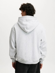 <b>Men's</b> Oversized Hoodie Light <b>Grey</b> Cotton Pullover <b>Sweatshirt</b> with Front Pocket Casual Autumn - Product Image 2
