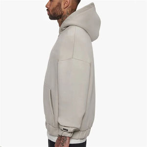 Sudadera con capucha y cremallera para hombre, personalizada al por mayor, con logo impreso en relieve, tipo cárdigan, con cremallera extragrande, fabricante - Product Image 4