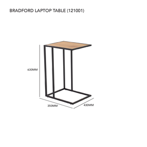 Support d'ordinateur portable industriel portable et durable avec un cadre en métal noir robuste et un plateau en mélamine pour le salon - Product Image 5