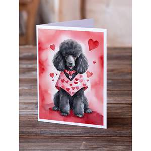 Whimsical A7 Tamaño 5x7 Black Poodle My Valentine Tarjetas de notas en blanco Paquete de 8 con sobres Tarjetas de felicitación - Product Image 2