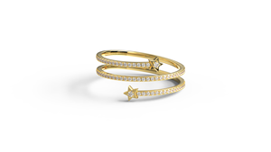 Anillo de Lujo de Oro de 18K con Diamantes en Espiral, Banda Doble Enrollada, Diseño Celestial Pavé, Corte Brillante Redondo, Joyería para Mujer - Product Image 1