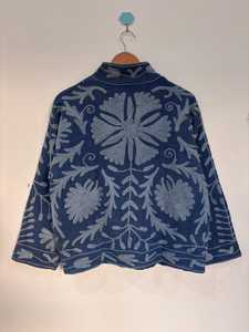 Hand-Embroidered Suzani <b>Kantha</b> <b>Jacket</b> Bohemian Cotton Quilt Coat Floral Embroidered Velvet <b>Jacket</b> - Product Image 2