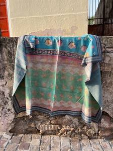 Cotton Kantha Vintage Block Printed Reversible Quilt Handmade Indian <b>Bedspread</b> with Traditional Floral Design - Product Image 3