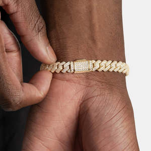 Luxury Iced Out <b>Cuban</b> <b>Link</b> <b>Bracelet</b> | Gold Plated Micro Pave Hip Hop <b>Bracelet</b> for <b>Men</b> - Product Image 3