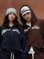 OEM ODM Veste pull zippée à capuche ample et décontractée en coton 100% uni brodé, personnalisable