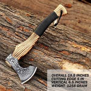 Hache Viking en Acier à Haute Teneur en Carbone Forgée à la Main, Manche en Bois de Frêne Personnalisé OEM, Hachette à Barbe avec Étui en Cuir, Hache de Camping et de Bushcraft - Product Image 1