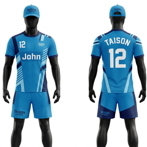 Ensemble d'uniformes de handball pour hommes en polyester et élasthanne 180 GSM de qualité supérieure, avec panneaux bleus, sublimation, broderie personnalisée, ensemble d'équipe, évacuation de l'humidité, coupe ajustée - Product Image 1