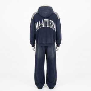 Conjunto Deportivo para Hombre con Capucha, Sudadera con Cremallera Completa, Pantalones de Algodón, Estampado de Letras, Ropa Casual de Otoño, Diseño Transpirable de Color Sólido - Product Image 4