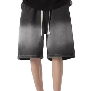 Pantalones Cortos de Mezclilla Lavados al Ácido para Hombre, con Parches y Costuras Brillantes, Estilo Vintage, Holgados, Rectos y de Pierna Ancha - Product Image 2