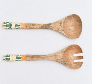 Brown Wooden <b>Serving</b> <b>Spoon</b> With Printed Handle Handmade Polished natural Wooden Crafts For home Table Use - Product Image 5