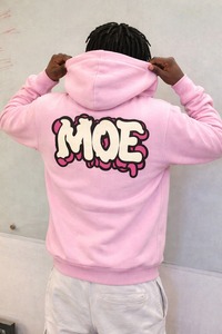 Sweat à capuche zippé personnalisé pour homme, rose délavé, avec motif DTG, en molleton épais, style streetwear, OEM, marque privée, fournisseur en gros aux États-Unis - Product Image 3