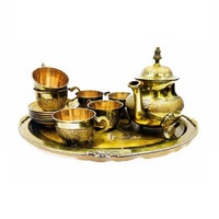 Cafetière arabe en laiton au design attrayant, finition dorée, écologique, pour la maison et l'hôtel, pot à thé et à café