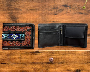 Venta al por mayor de alta calidad nuevo estilo de moda mano de cuero con cuentas plegables carteras para hombres de cuero de vaca RFID bloqueo de la tarjeta billetera - Product Image 5