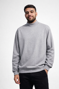 Sudadera de Cuello Redondo para Hombre, Corte Regular, Color Sólido, Informal, Manga Larga, Tejida, 100% Algodón, Ropa de Otoño - Product Image 2