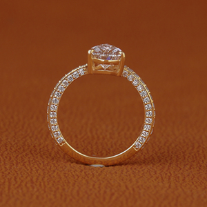 Bague de fiançailles en diamant de laboratoire taille poire 3 carats, or jaune 14K 18K, pavé, pour femme - Product Image 4