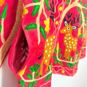 Wholesale Woven <b>Velvet</b> Suzani Embroidery Autumn Red Deer Floral Botanical Boho Ethnic <b>Women</b> Fashion Jacket Folk Art <b>Coat</b> - Product Image 4