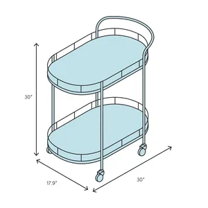 Carrito de Bar Redondo de Cerámica Ecológico Personalizado con Dos Niveles y Ruedas para Servicio de Bebidas en Fiestas al Estilo Americano - Product Image 2