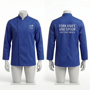 Ensemble uniforme de chef pour hommes, 240 GSM, sergé en polycoton, turquoise, manches longues, vêtements de cuisine, broderie personnalisée, impression de logo - Product Image 2