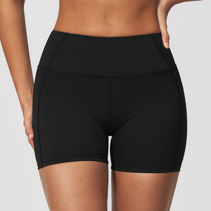 <b>Women's</b> High Waist Solid Coral <b>Red</b> Sporty <b>Shorts</b> Quick Dry Elastic Waist Skinny Bermuda <b>Shorts</b> - Product Image 2