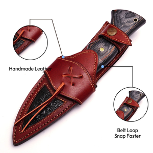 Cuchillo de caza y camping Damascus Drop Point con hoja fija y mango de madera, proveedor OEM - Product Image 3