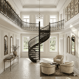 Escalera de Caracol de Hierro Fundido Khang Hung Phat con Barandillas Ornamentadas, Diseño Europeo Moderno, Resistente al Óxido, Antirrobo, para Uso en Apartamentos, DIY - Product Image 5