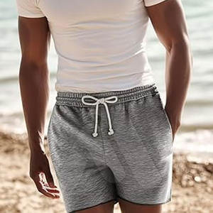 Soldes en ligne : Nouveaux shorts pour hommes, design unique 2026, légers, 100 % coton, couleur unie, décontractés, séchage rapide, avec cordon de serrage. - Product Image 5
