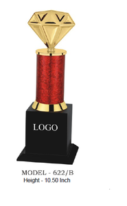 Trophy Diamond Shape Gold Plated Red Column Black Base Model 622 A B C Sports Award Engraving Durable metal trophy - Product Image 5