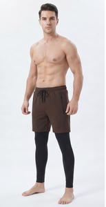 Customized Drawstring Waist <b>Shorts</b> With Side Pocket Gym Workout Mid Waist <b>Compression</b> Leggings Double Layer Yoga Pant <b>Shorts</b> <b>Men</b> - Product Image 3