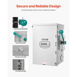 สวิตช์โอนถ่ายแบบแมนนวลชนิด Heavy Duty 200A แบบ Double-Threw กำลังไฟ 48000W ATS 120/240V สำหรับเครื่องกำเนิดไฟฟ้า พร้อมระบบสลับอัตโนมัติ - Product Image 4