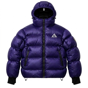 Men's Purple Hooded Puffer Jacket <b>Warm</b> Quilted Winter Outdoor <b>Coat</b> Lightweight <b>Waterproof</b> Jacket One Apex - Product Image 4