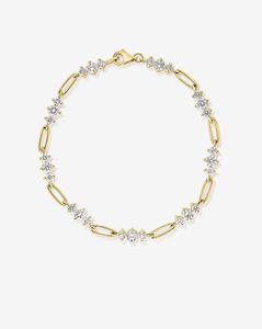 Bracelet maille trombone en or jaune 9K 10K 14K 18K avec diamants CVD VVS DEF de laboratoire certifiés, pour femme - Product Image 1