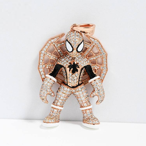 Collar Hip Hop con Colgante de Héroe Araña con Incrustaciones de Diamantes de Moissanita, Acabado en Plata, Oro Rosa y Oro, Joyería de Superhéroe - Product Image 3