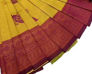 Saree en soie de coton/Saree en soie de coton tissé à la main/Saree en soie de coton pur Saree en soie de coton traditionnel - Product Image 6