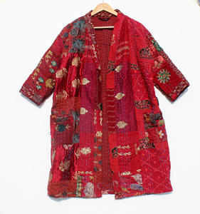 Robes de bain kimono matelassées unisexes en coton Kantha, cousues à la main, motif patchwork, pour le printemps, l'été, la vie quotidienne et comme paréosse de plage - Product Image 5